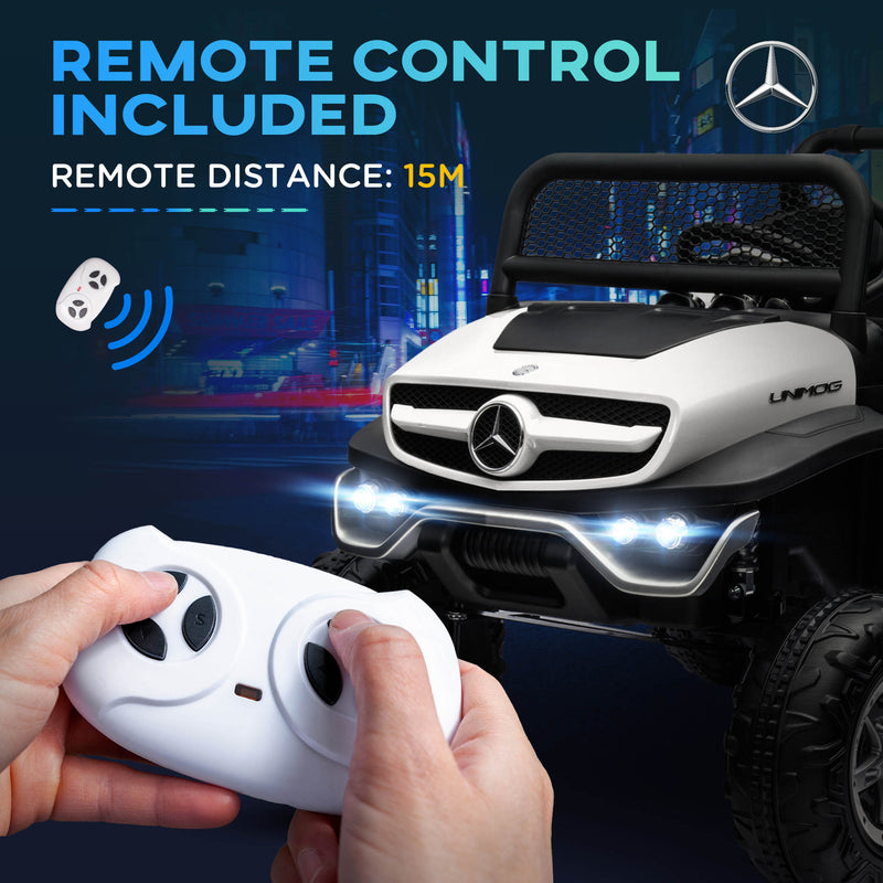 12V Licensed Mercedes-Benz Kids Electric Ride On Car, Battery Powered Off-road Toy with Remote Control, Horns, Lights