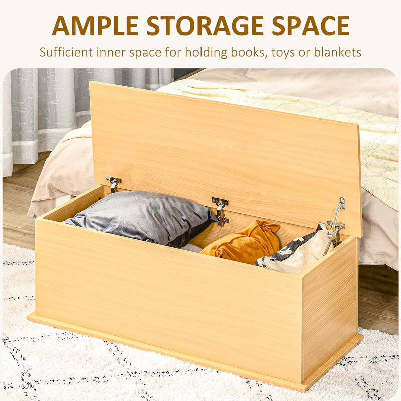 Wooden Storage Trunk Clothes Toy Chest Bench Seat Ottoman Bedding Blanket Trunk Container with Lid - Burlywood
