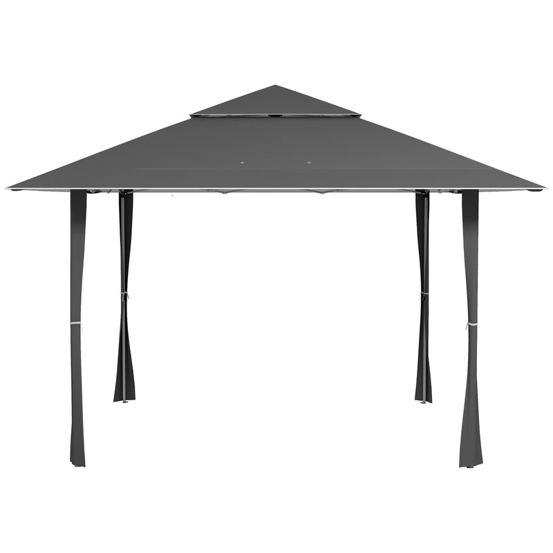4 x 4m Pop-up Gazebo Double Roof Canopy Tent with UV Proof, Roller Bag & Adjustable Legs Outdoor Party, Steel Frame, Dark Grey