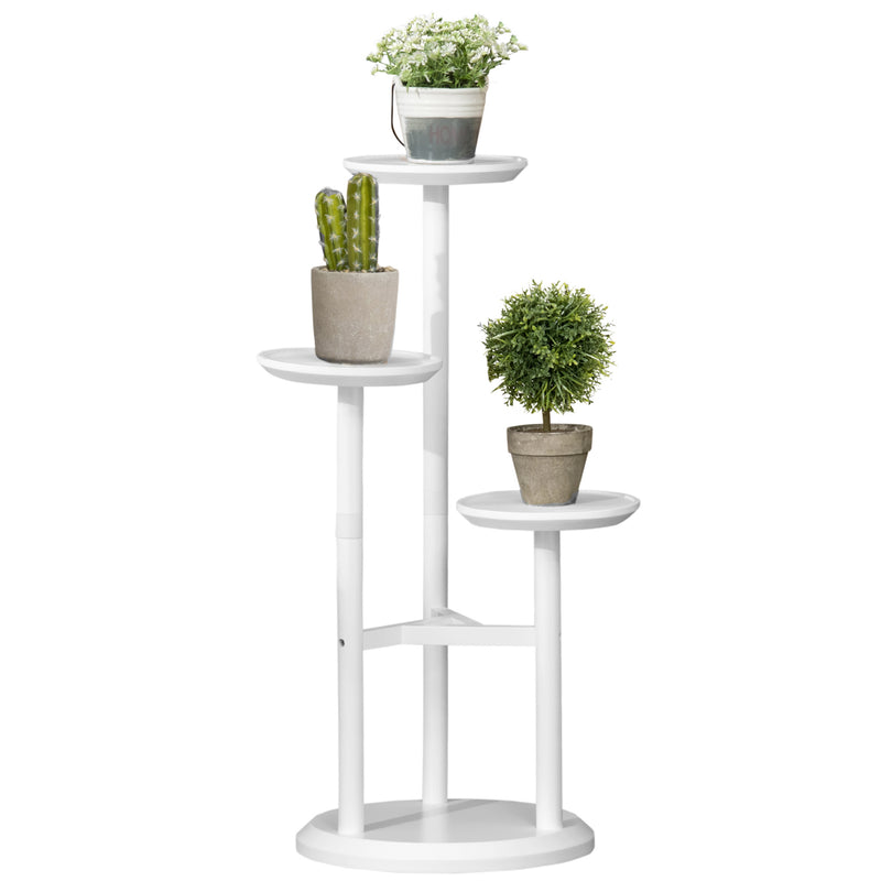 3-Tier Plant Stand, Plant Shelf Rack, Bamboo Display Stand, 46x46x86cm, White