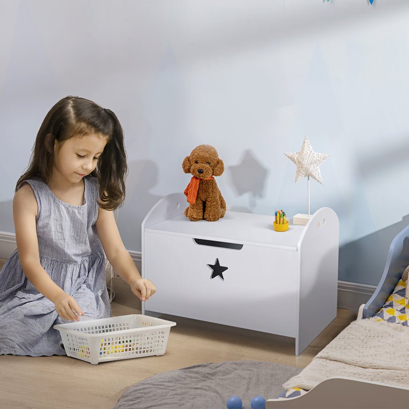 MDF Children's Toy Storage Chest w/ Safety Hinge White