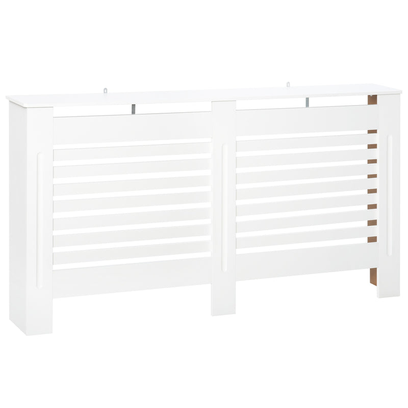 MDF White Painted Radiator Cover Slatted Cabinet Shelving Display Horizontal Style Modern Piece 172L x 19W x 81H cm