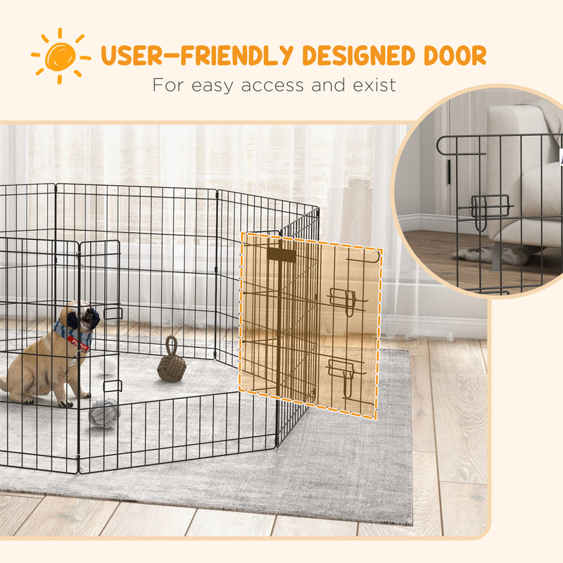 8 Panel Dog Playpen Puppy Pen Rabbits Guinea Metal Crate Pet Cage Run Indoor Outdoor, 61x61 cm