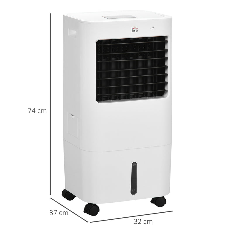 Air Cooler, Mobile Cooling Fan Humidifier Air Conditioner with 15L Water Tank, Oscillation, Remote, Timer, 32x37x74cm