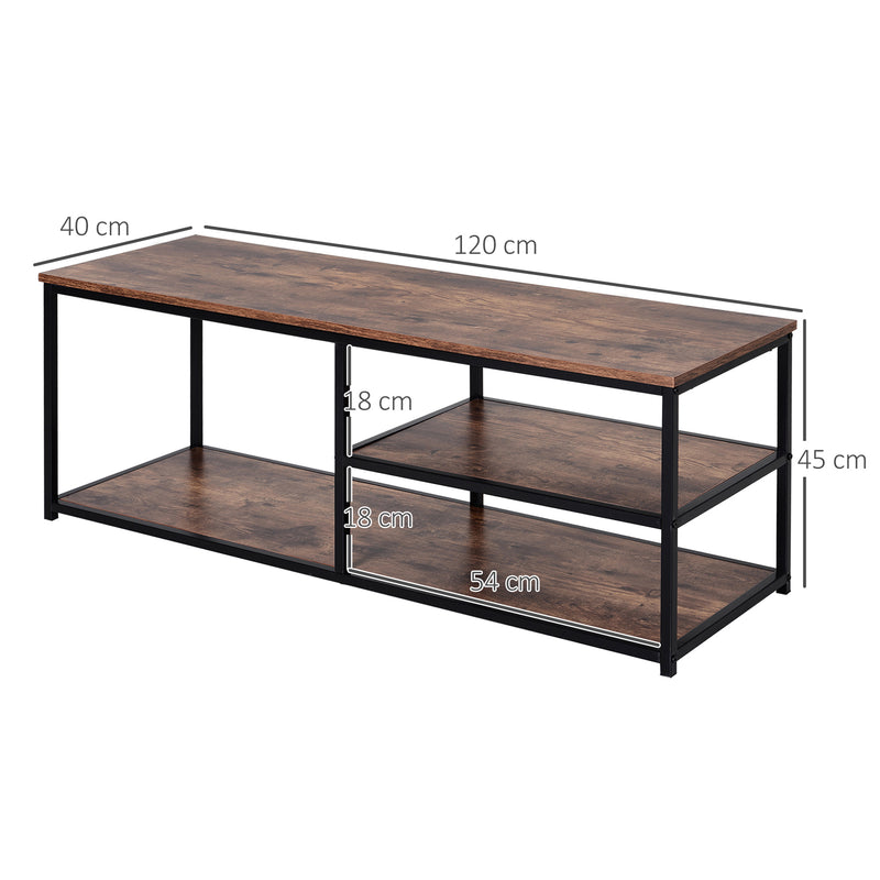 TV stand Industrial Style TV Cabinet With Storages 2 Shelves Metal Frame For living Room