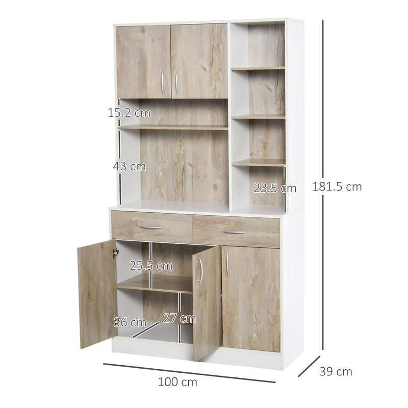Kitchen Cupboard Sideboard Storage Cabinet Unit with Counter Top, Adjustable Shelves, Drawers for Dining Room, Living Room