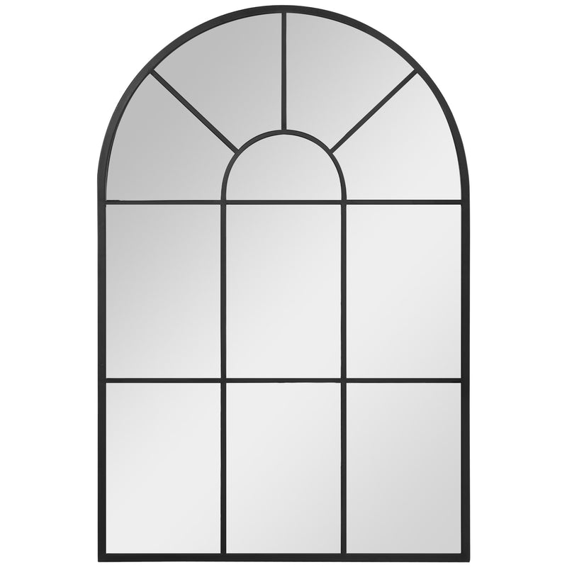 Modern Arched Wall Mirror, 91 x 60 cm Window Mirrors for Living Room, Bedroom, Black