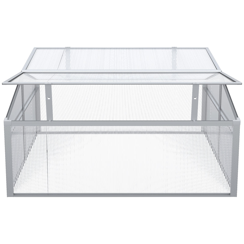 Outdoor 2 Level Adjustable Roof Cold Frame Greenhouse with Aluminium Frame