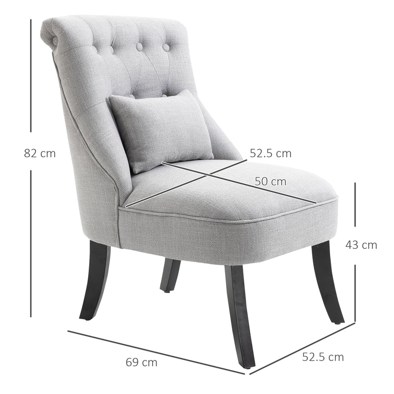 Fabric Single Sofa Dining Chair Tub Chair Upholstered W/ Pillow Solid Wood Leg Home Living Room Furniture Grey