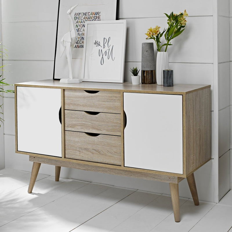 Scandi Oak 2 Door Sideboard White - Bedzy Limited Cheap affordable beds united kingdom england bedroom furniture