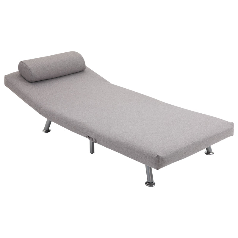 Single Sofa Bed Futon Chair Sleeper, Foldable Portable Lounge Couch, Living Room Furniture Grey