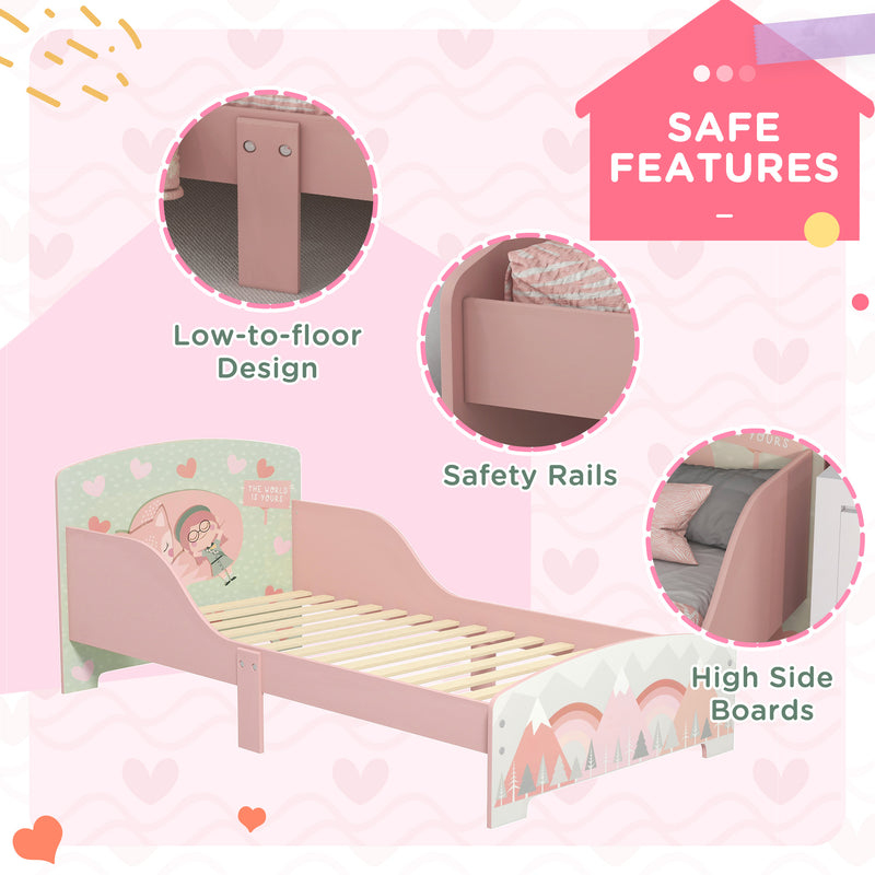 Toddler Bed Frame, Kids Bedroom Furniture for Ages 3-6 Years, Pink