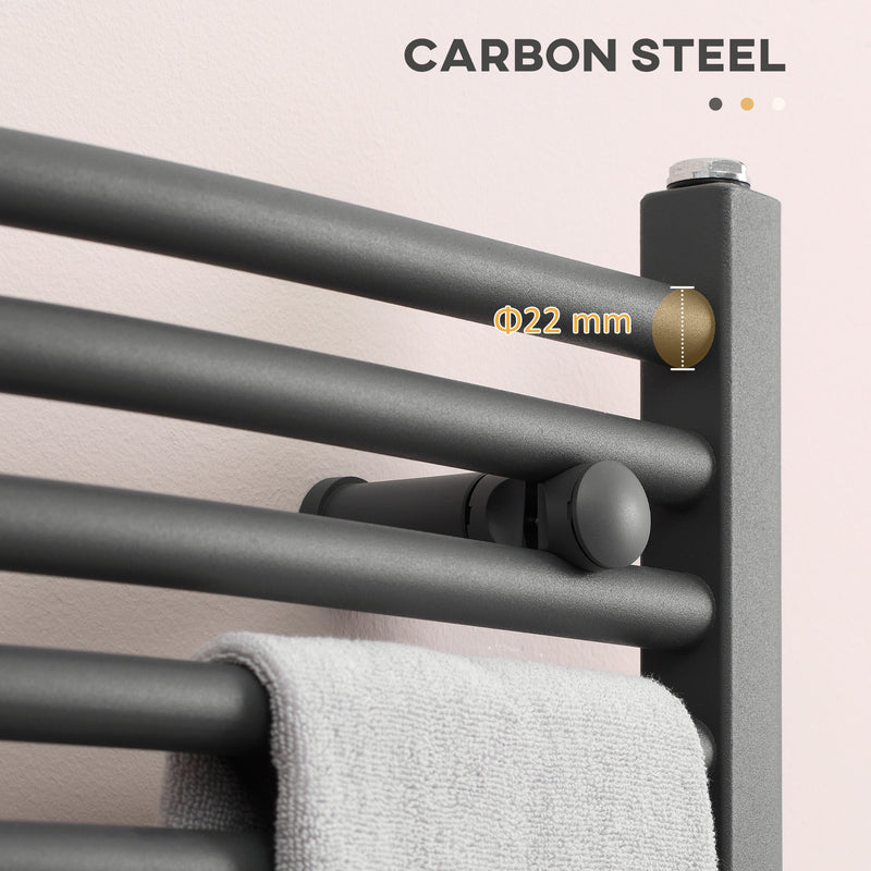 Straight Heated Towel Rail, Hydronic Bathroom Ladder Radiator Towel Warmer For Central Heating 600mm x 700mm, Grey