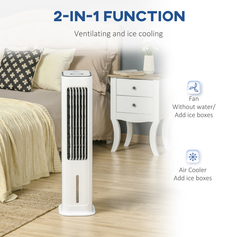 Evaporative Air Cooler, Oscillating Ice Cooling Fan with 3 Modes, 3 Speeds, Remote Control, Timer, and Oscillation, White
