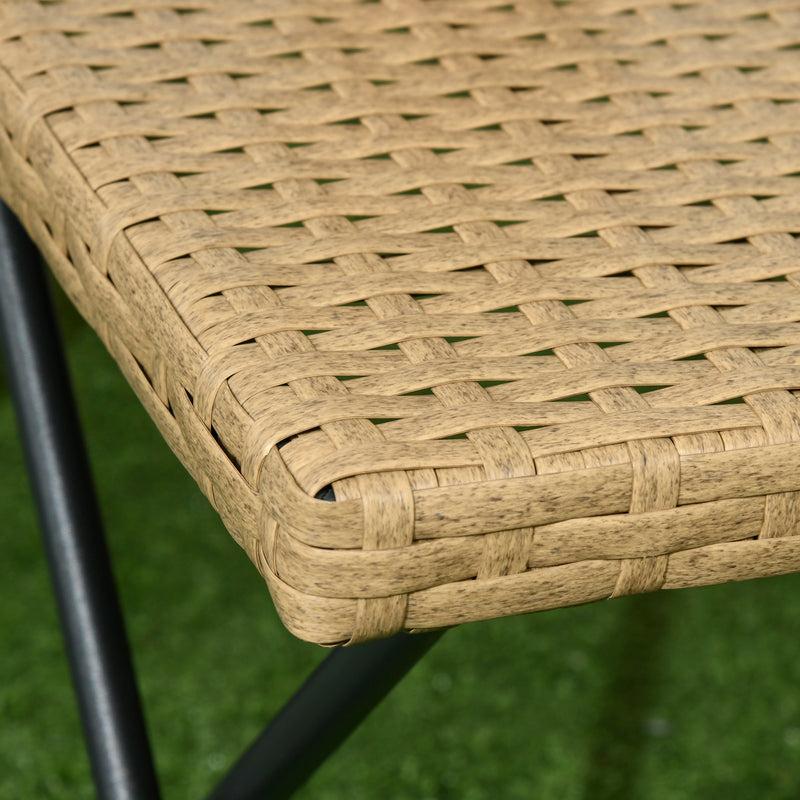 Garden Small Folding Square Rattan Coffee Table Bistro Balcony Outdoor Wicker Weave Side Table 40Hx40Lx40Wcm, Natural
