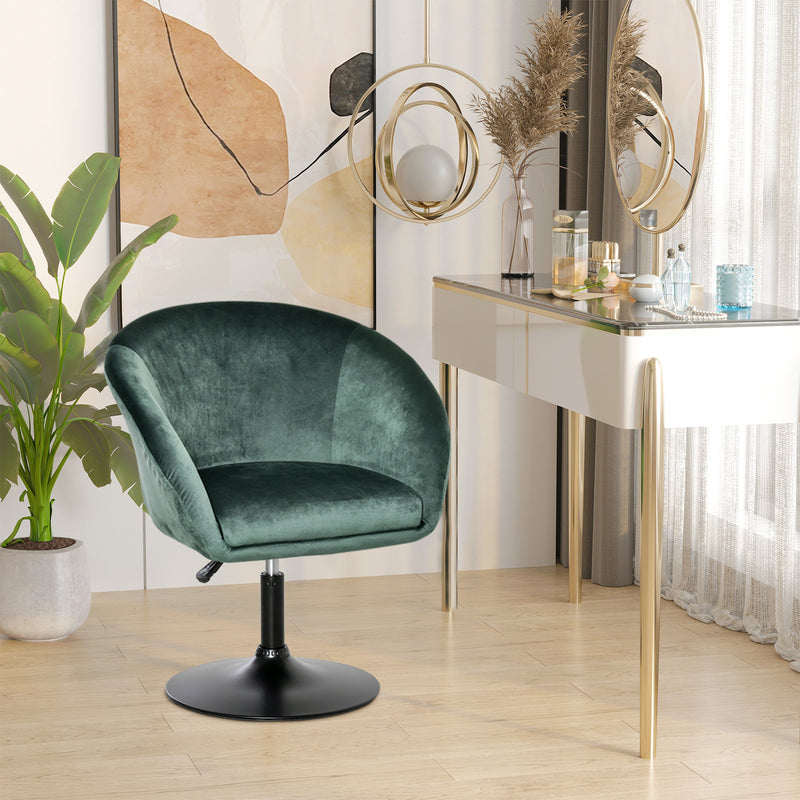 Swivel Bar Stool Fabric Dining Chair Dressing Stool with Tub Seat, Back, Adjustable Height, Green