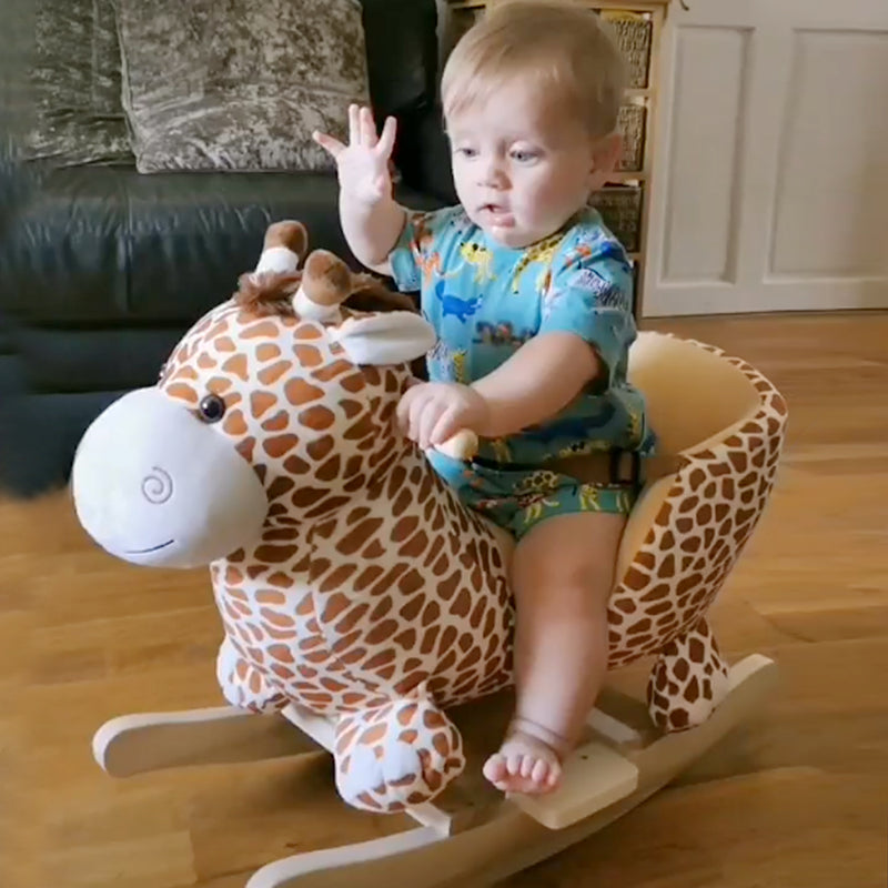 Kids Rocking Horse Toys Giraffe Seat w/ Sound Toddlers Baby Toy-Giraffe