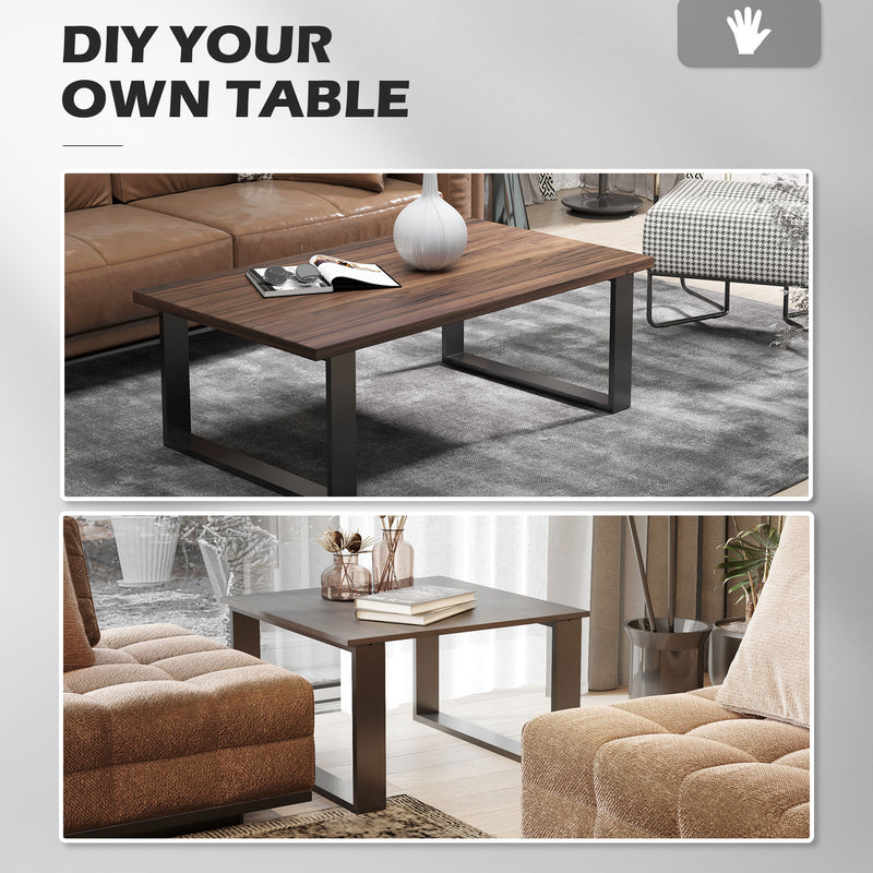 Metal Table Legs Set of 2, Square DIY Furniture Table Legs with Screws and Floor Protectors, Industrial Coffee Table Legs for DIY Chair, Black