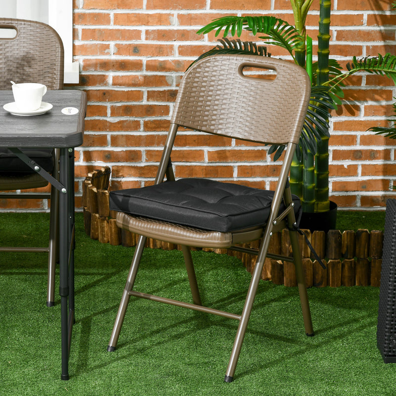 Garden Seat Cushion with Ties, 40 x 40cm Replacement Dining Chair Seat Pad, Black