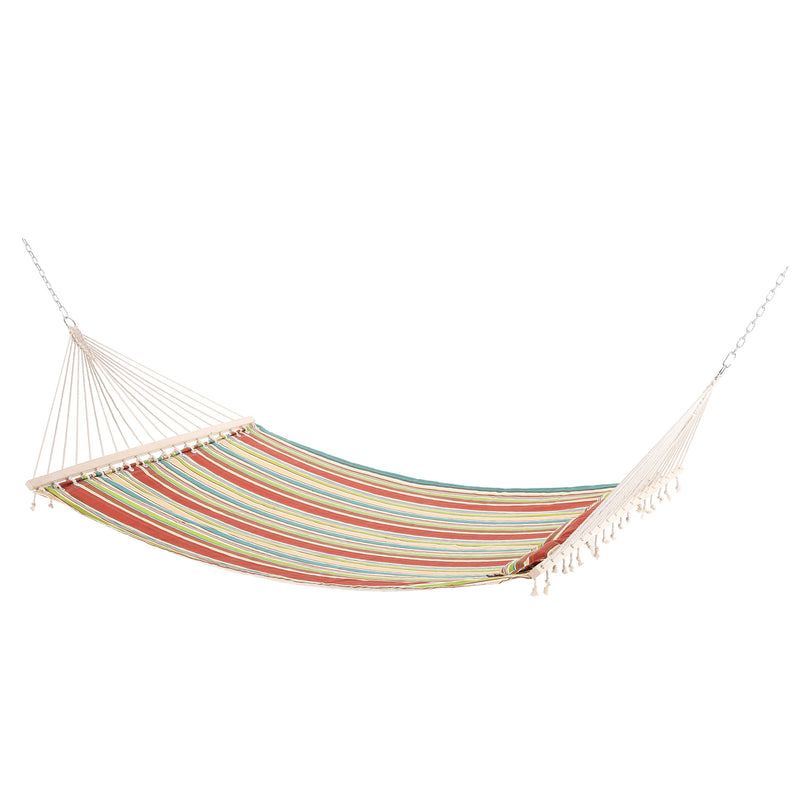 Double Outdoor Patio Cotton Hammock Swing Bed with Pillow, 188 x 140 cm, Green