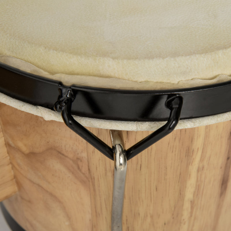 Wooden Bongo Drum Set w/ Sheepskin Drum Head, Percussion Instrument, 7.75" & 7" Drums, for Kids Adults, w/ Tuning Wrench