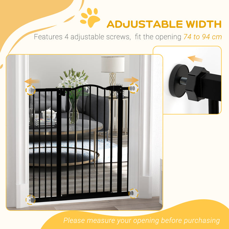 Metal Pet Safety Gate Dog Gate Folding Fence, Black