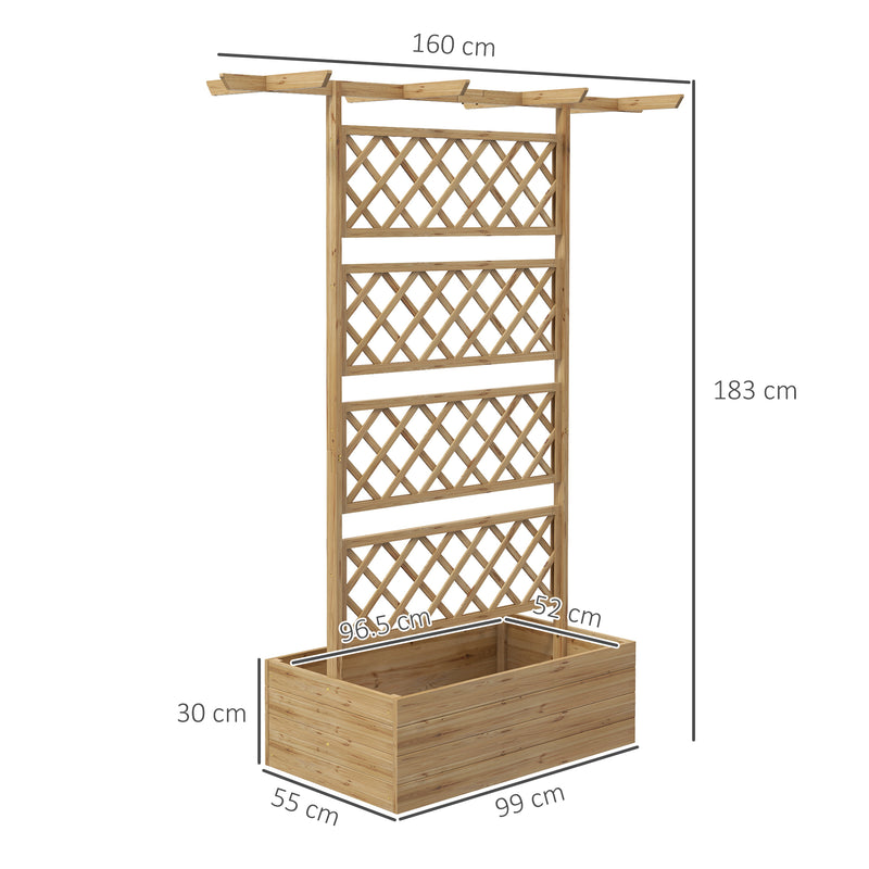 Wooden Trellis Planter Box, Raised Garden Bed to Grow Vegetables, Herbs and Flowers, Natural Tone