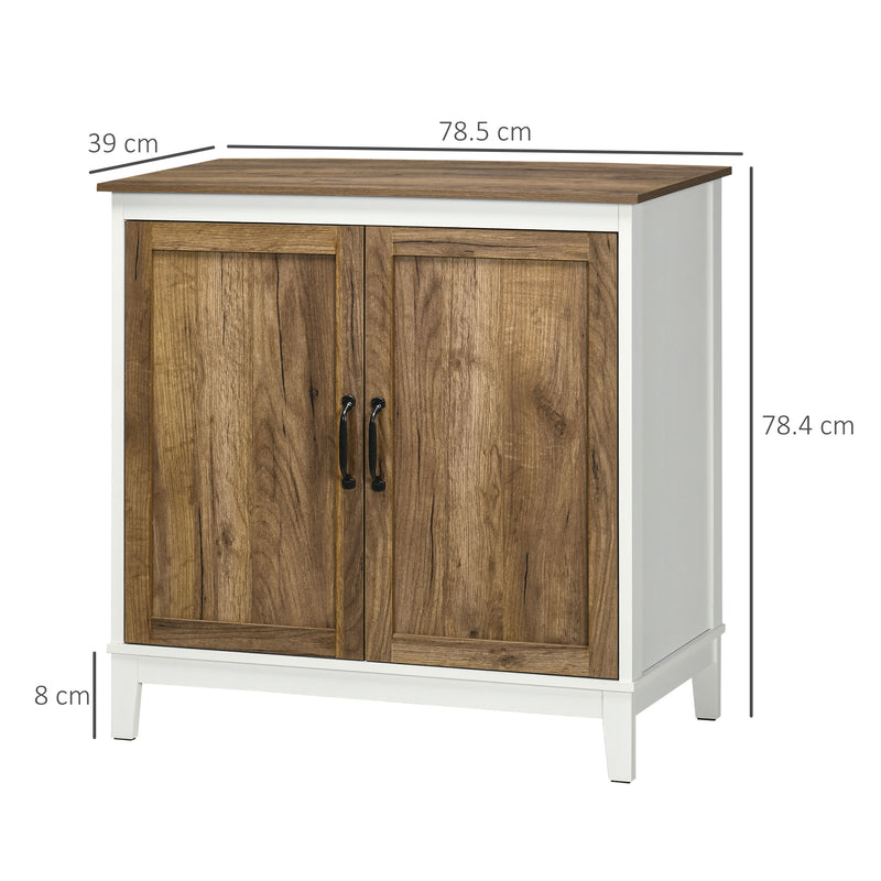 Farmhouse Storage Cabinet, Sideboard Storage Cupboard with Double Doors and Shelves, Dark Grey