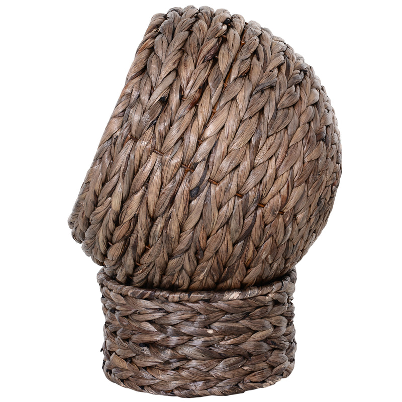 Wicker Cat Bed, Raised Rattan Cat Basket with Cylindrical Base, Soft Washable Cushion, 42 x 33 x 52cm - Brown