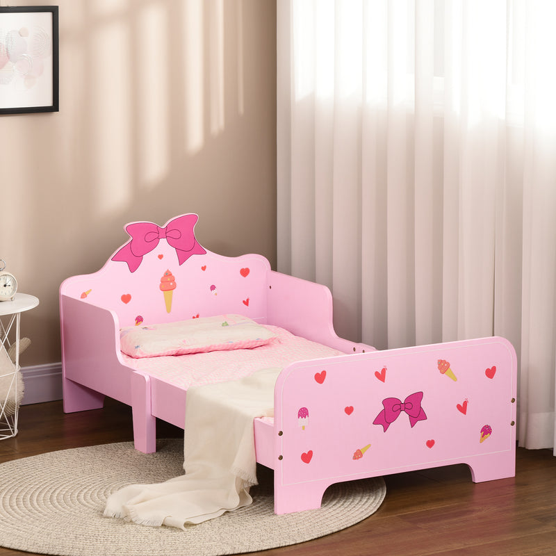 Princess-themed Kids Toddler Bed with Cute Patterns, Safety Side Rails Slats, Kids Bedroom Furniture for 3-6 Years, Pink, 143 x 74 x 59 cm