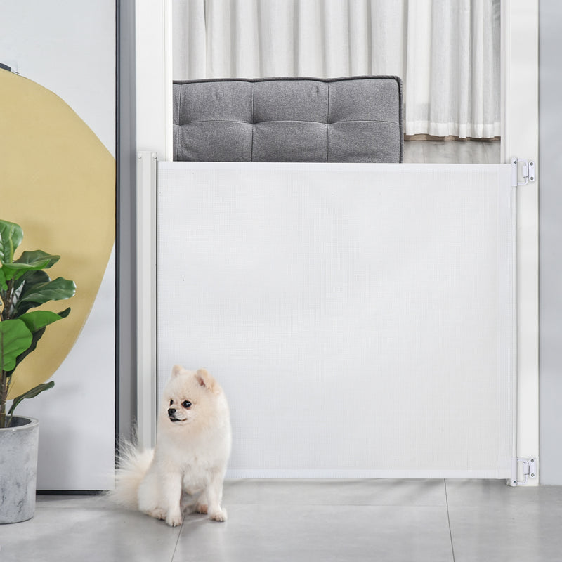 Retractable Stair Gate, 115 x 82.5 cm, White, Dog Pet Barrier for Doorway, Stair, Hallway