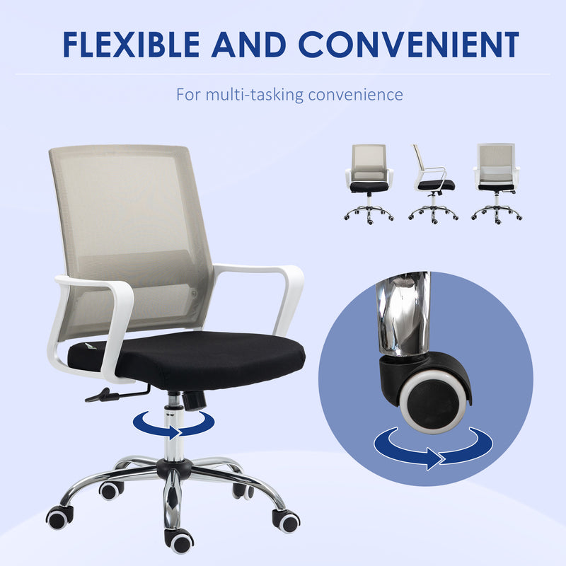 Ergonomic Desk Chair Mesh Office Chair with Adjustable Height Armrest and 360° Swivel Castor Wheels Black
