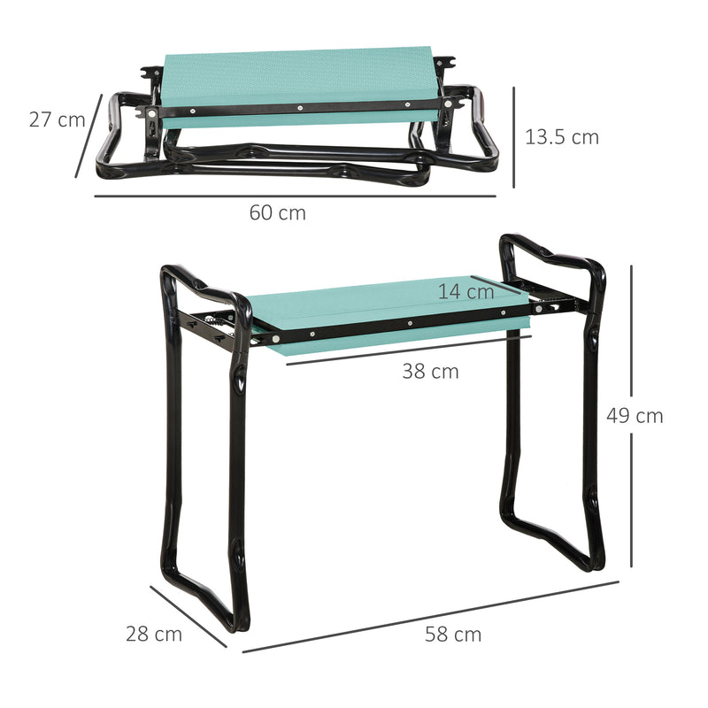 2-in-1 Garden Patio Seat Kneeling Pad Support Bench Foldable Knee Protector - Green