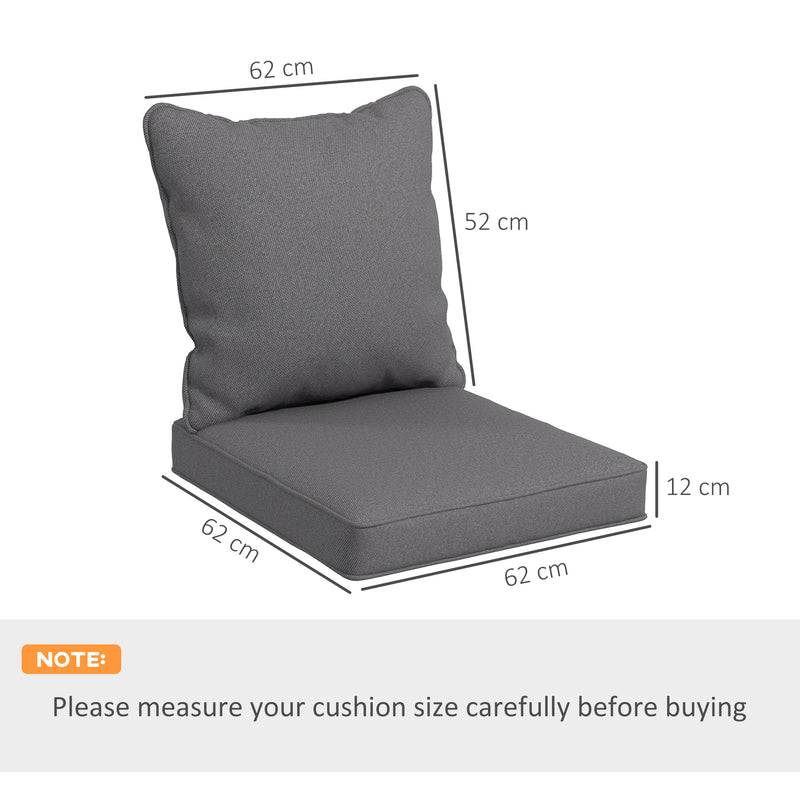 1-Piece Back and Seat Cushion Pillow Replacement, Patio Chair Cushion Set for Indoor Outdoor, Charcoal Grey