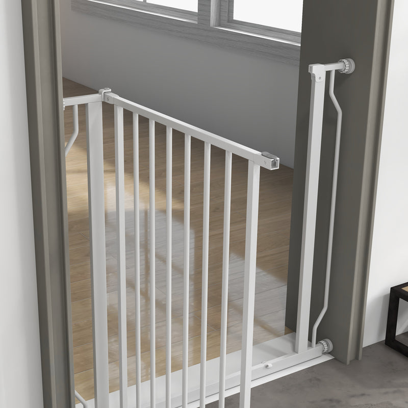Extra Wide Dog Safety Gate, with Door Pressure, for Doorways, Hallways, Staircases - White