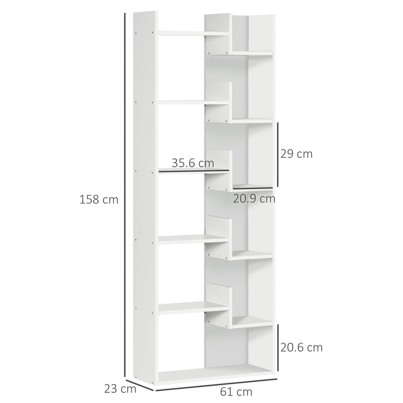 Modern Book Shelf with 11 Open Shelves, 6-Tier Bookcase, Freestanding Shelving Unit for Home Office and Study, White
