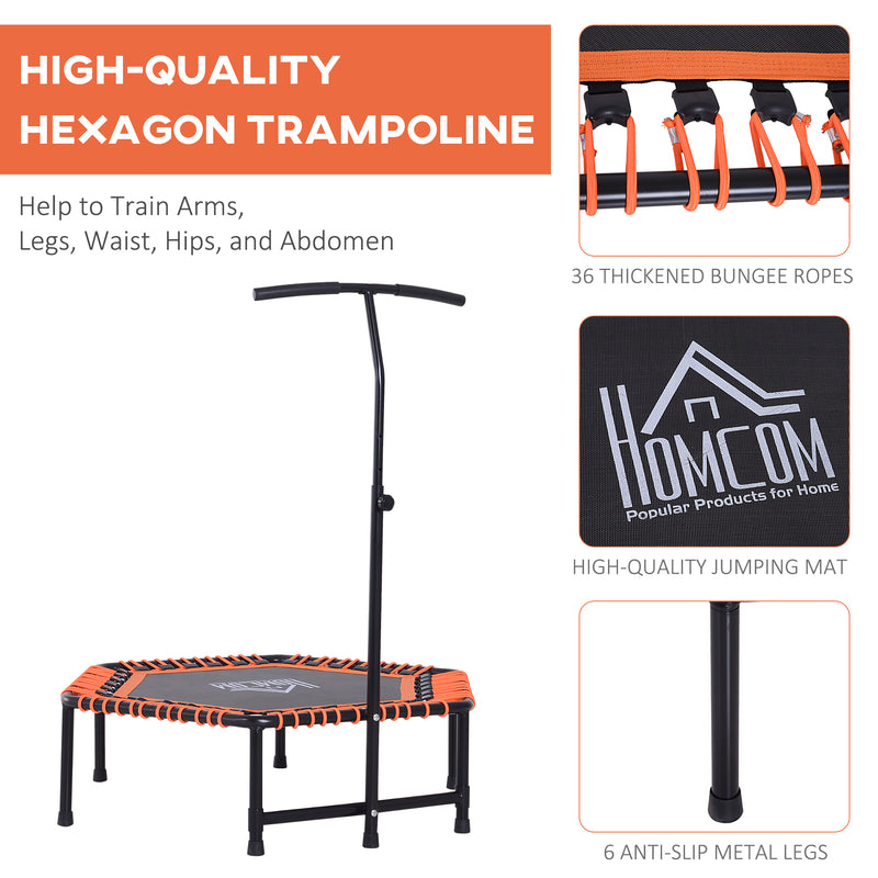 Mini Trampoline Hexagon Exercise Bungee Rebounder Jumper w/ Adjustable Handle Bar