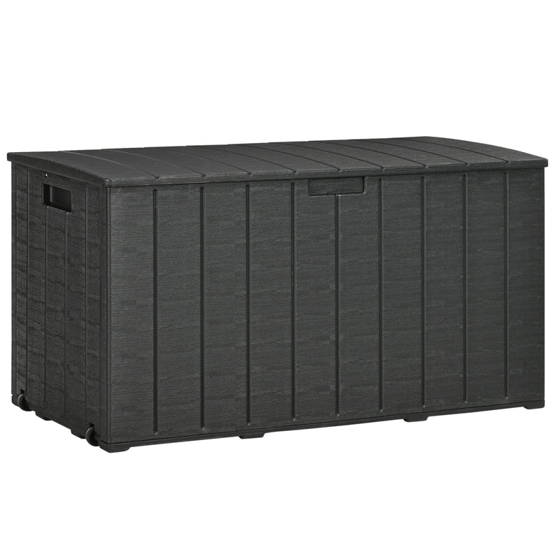 336 Litre Extra Large Outdoor Garden Storage Box, Water-resistant Heavy Duty Double Wall Plastic Container, Garden Furniture Organizer, Black