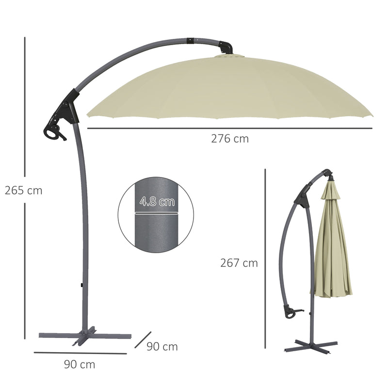 2.7m Cantilever Parasol, with Cross Base - Beige