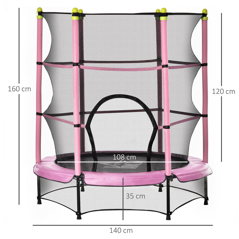 5.2FT Kids Trampoline with Safety Enclosure, Indoor Outdoor Toddler Trampoline for Ages 3-10 Years, Pink