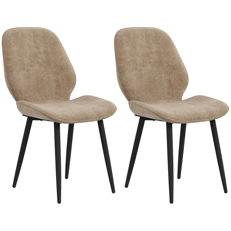 Velvet Dining Chairs, Set of 2 Dining Room Chairs with Metal Legs for Living Room, Dining Room, Light Brown
