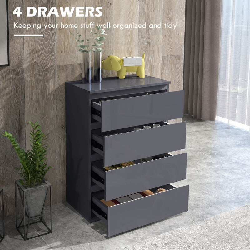 High Gloss Chest of Drawers, 4-Drawer Storage Cabinets, Modern Dresser, Storage Drawer Unit for Bedroom