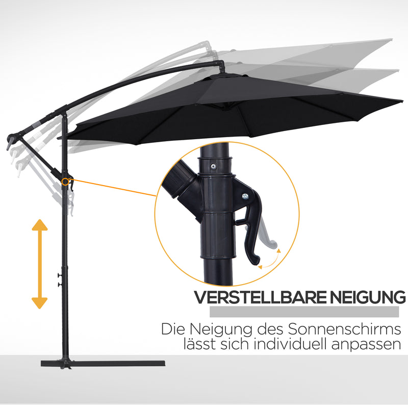 Cantilever Umbrella Parasol Hanging Banana Steel Black 3M Patio
