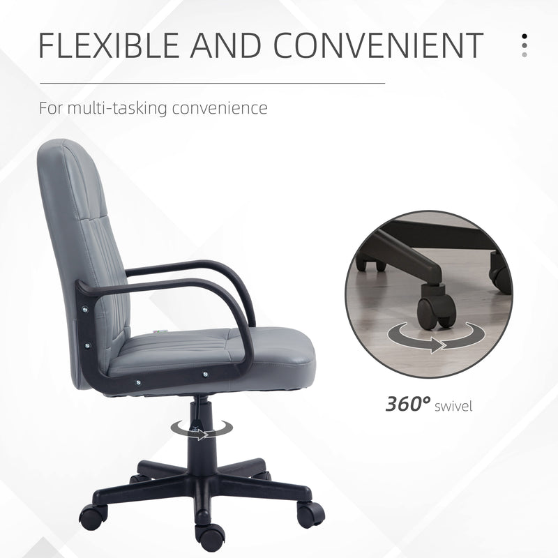 Swivel Executive Office Chair PU Leather Computer Desk Chair Office Furniture Gaming Seater - Grey