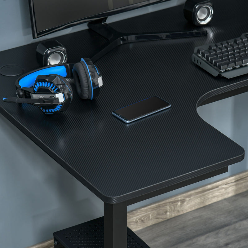 L-Shaped Gaming Desk, Computer Corner Desk with Cable Management, Home Office Workstation, 145 x 81 x 76cm, Black