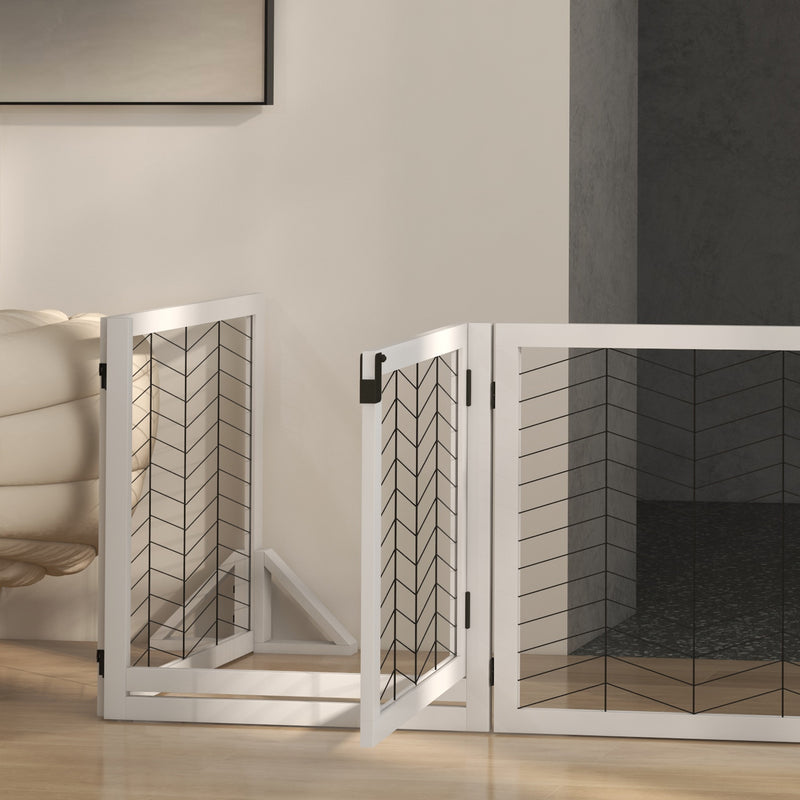 8 Panels Foldable Pet Playpen with Support Feet, for House, Doorway, Stairs, Small and Medium Dogs - White