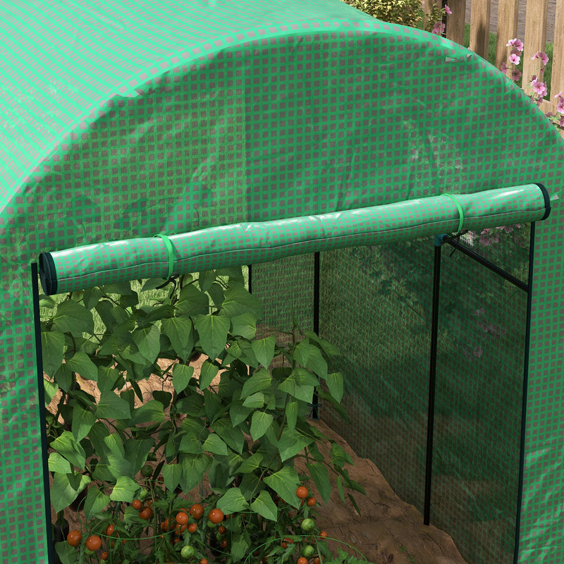 Polytunnel Greenhouse Walk-in Grow House with UV-resistant PE Cover, Doors and Mesh Windows, 1.8 x 1.8 x 2m, Green