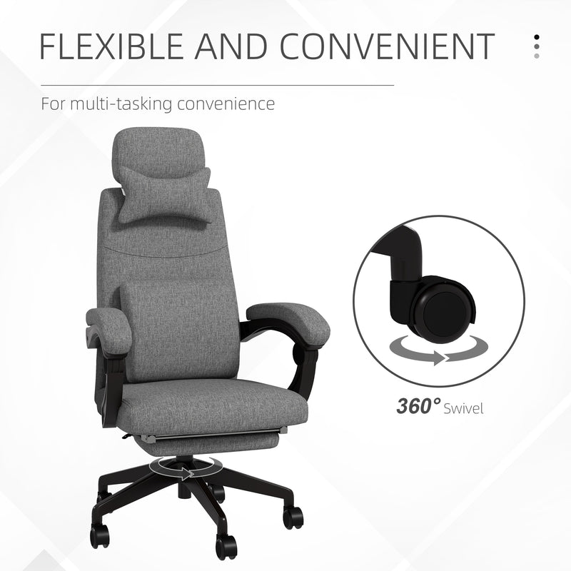 High Back Office Chair Reclining Computer Chair with Footrest Lumbar Support Adjustable Height Swivel Wheels Dark Grey