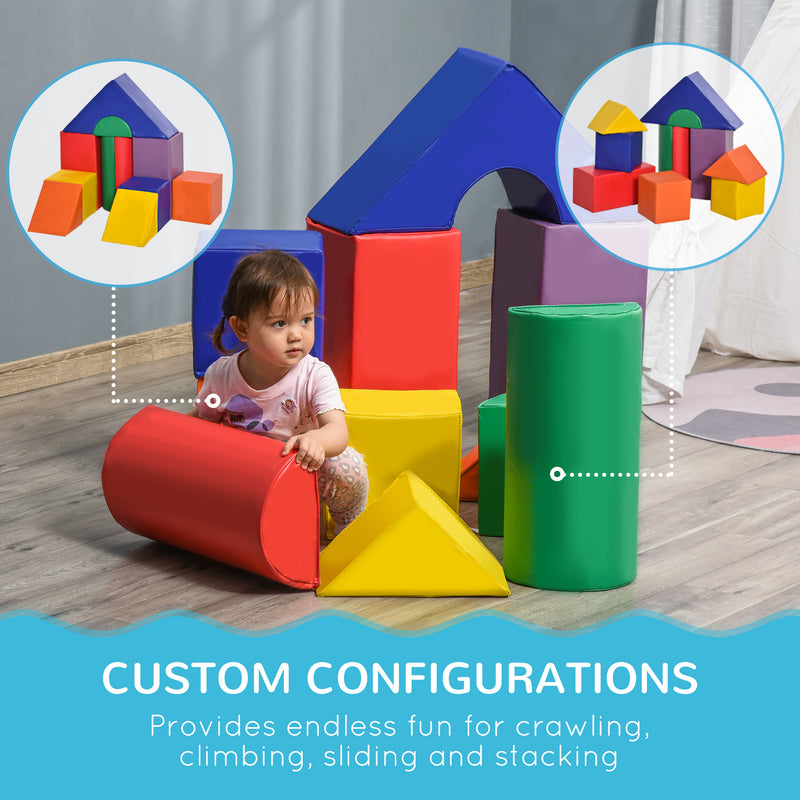 11 Piece Soft Play Blocks Kids Climb and Crawl Gym Toy Foam Building and Stacking Blocks Non-Toxic Learning Play Set Activity Toy Brick