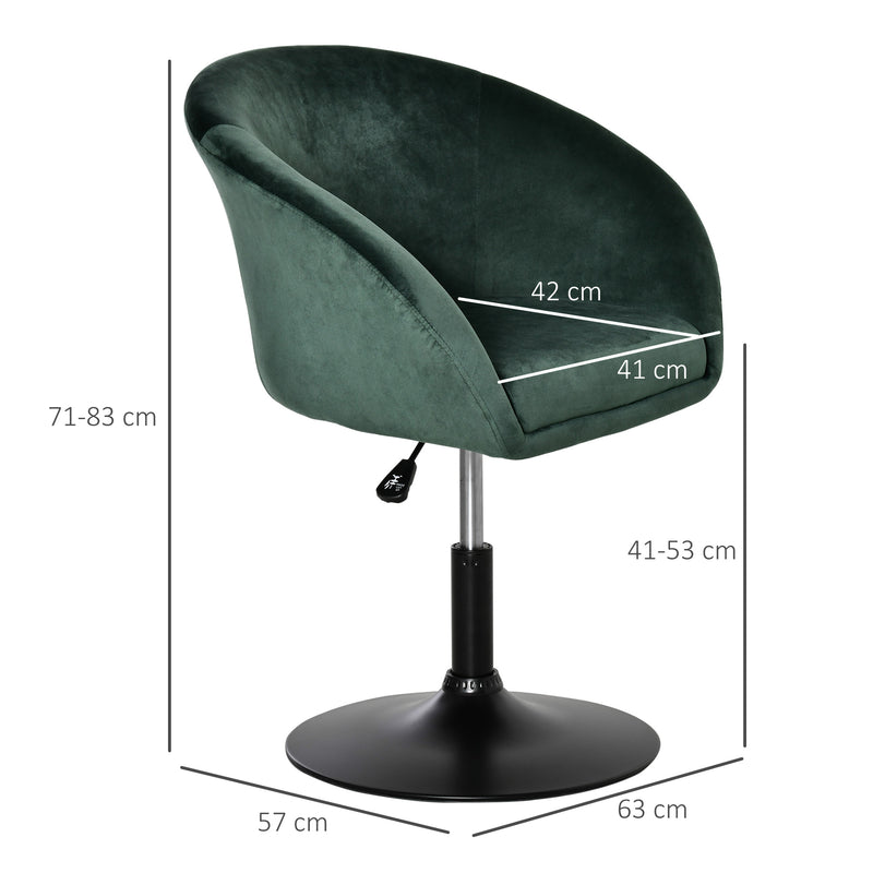 Swivel Bar Stool Fabric Dining Chair Dressing Stool with Tub Seat, Back, Adjustable Height, Green